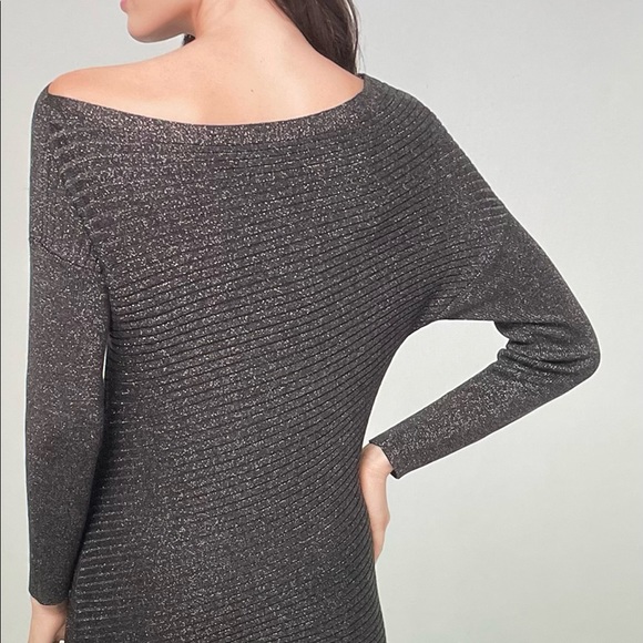 WHBM Lux Off Shoulder Tunic Sweater XSmall Gray - Picture 2 of 15